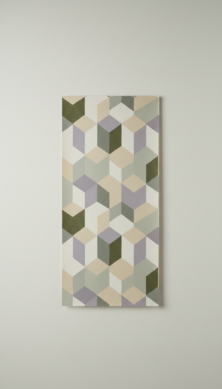 Olive stone geometric wallpaper sample