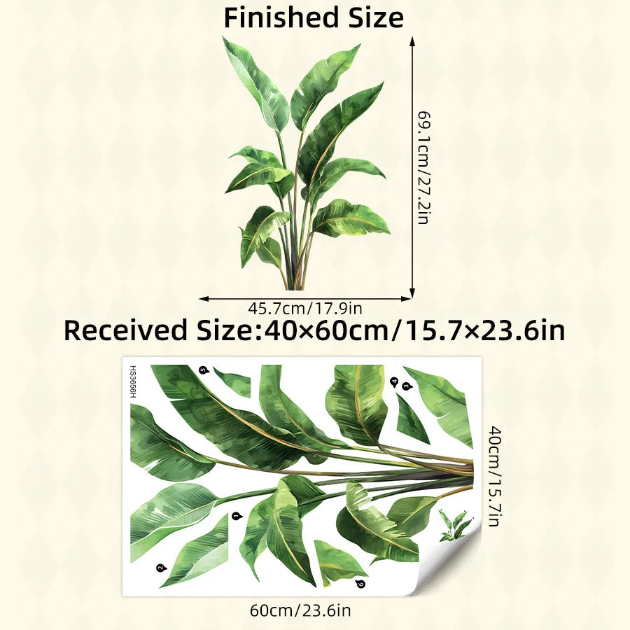 Green Leaves Decorative Vinyl Wall Stickers For Wall Decor Bedroom Accessories Adhesive Wallpaper Furniture Stickers Room Decor