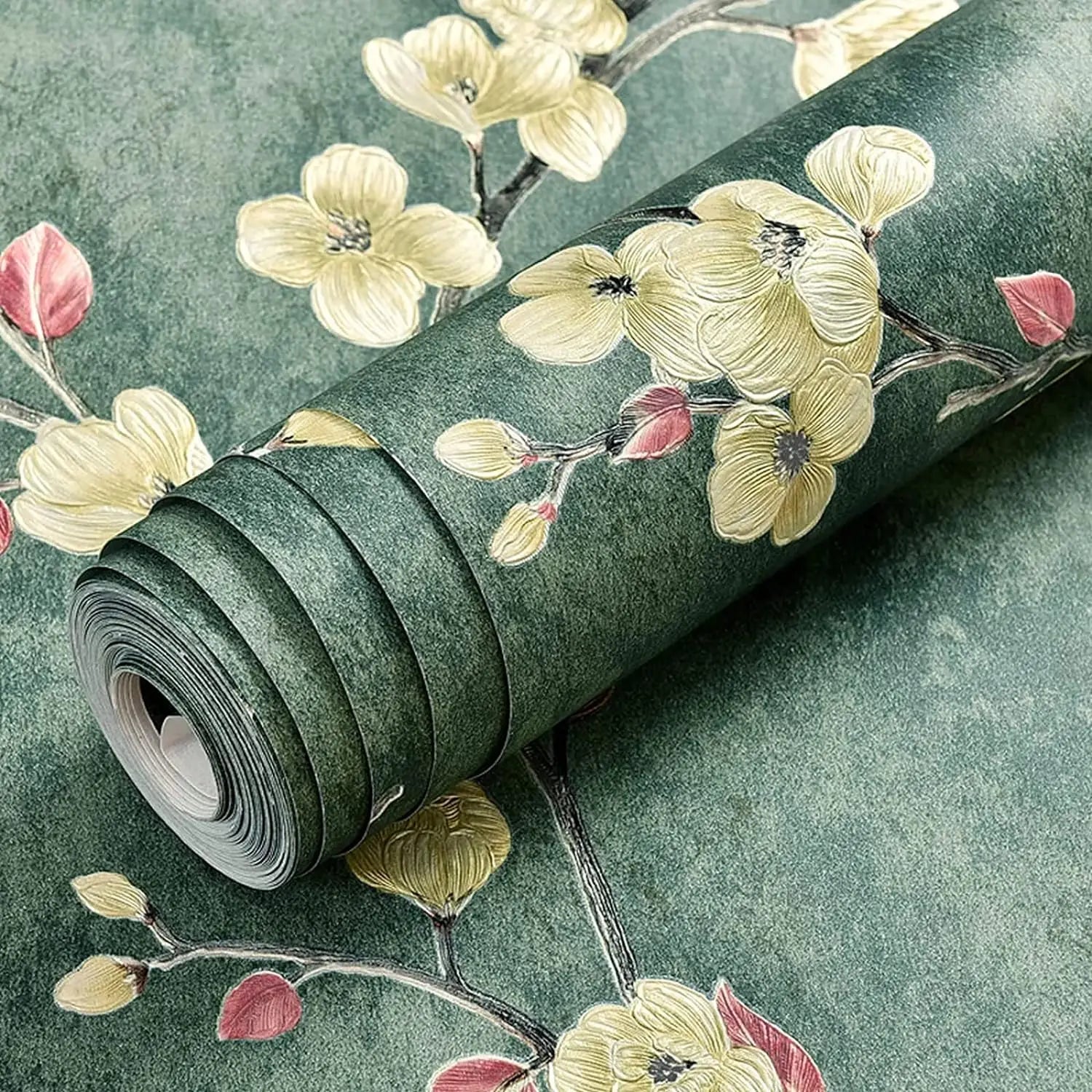 Self Adhesive Floral Bird Wallpaper Modern Pink Flower Wallpaper Living Room Bedroom Kitchen Bathroom Wall Paper Home Decoration