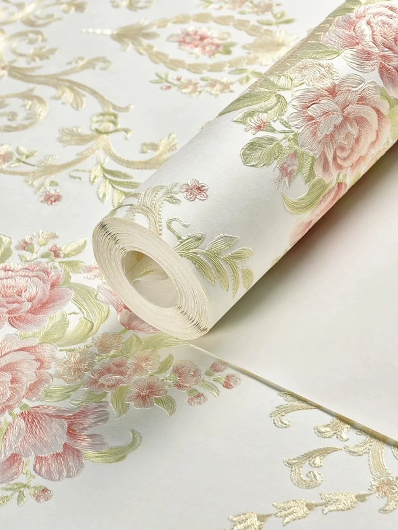 1 Roll of European-Style 3D Floral Self-Adhesive Non-Woven Wallpaper with Precision-Pressed Large Floral Designs, Suitable for Living Room, Bedroom, and Room Background Walls