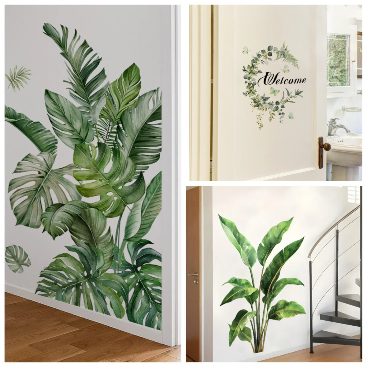 Green Leaves Decorative Vinyl Wall Stickers For Wall Decor Bedroom Accessories Adhesive Wallpaper Furniture Stickers Room Decor