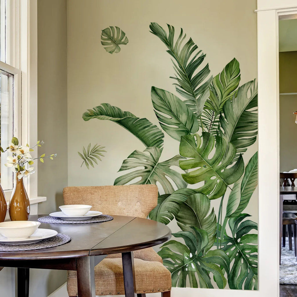 Green Leaves Decorative Vinyl Wall Stickers For Wall Decor Bedroom Accessories Adhesive Wallpaper Furniture Stickers Room Decor