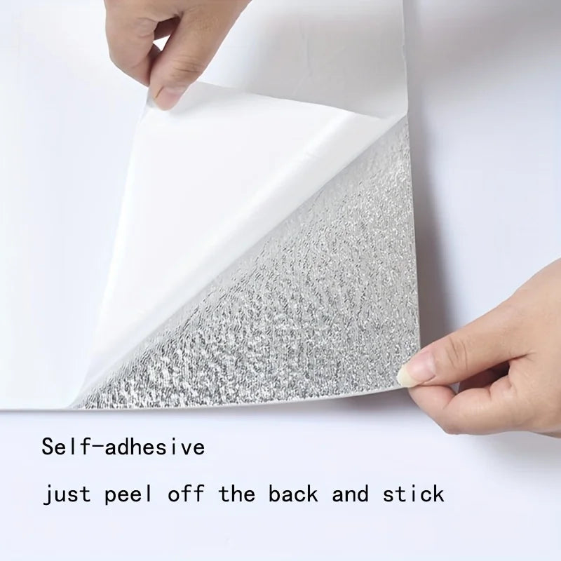 6 pieces of waterproof self-adhesive wallpaper, removable backing with faux tiles, glossy surface suitable for kitchen, bathroom, living room, TV wall - easy to install, damage-free removal, cut as you like