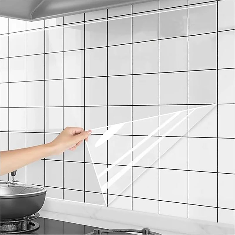Transparent Wallpaper Decoration Waterproof and Oil Resistant Self-Adhesive Wall Stickers Kitchen and Bedroom Backgrounds