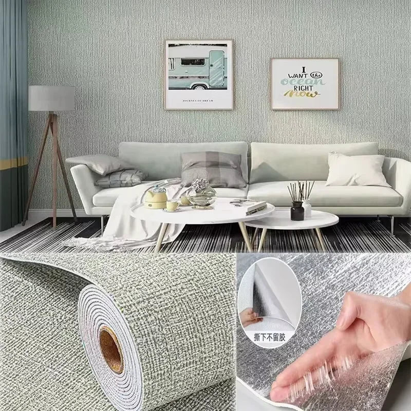 3D Wall Panel Linen Texture Peel-and-Stick Waterproof Wallpaper Home Decor Living Room House Bathroom Decoration Brick Sticker