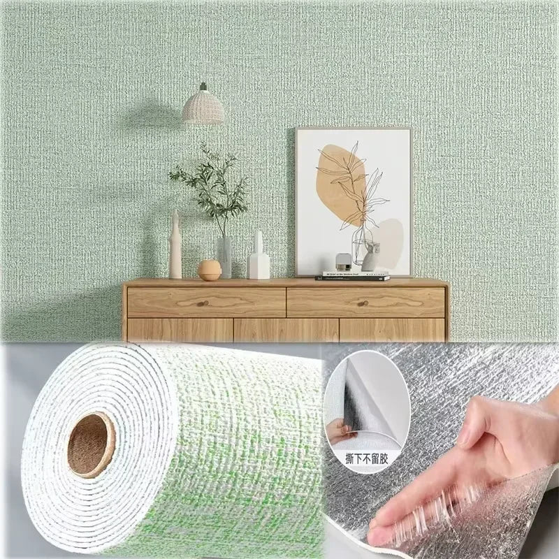 3D Wall Panel Linen Texture Peel-and-Stick Waterproof Wallpaper Home Decor Living Room House Bathroom Decoration Brick Sticker