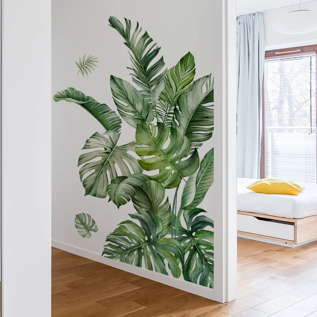 Green Leaves Decorative Vinyl Wall Stickers For Wall Decor Bedroom Accessories Adhesive Wallpaper Furniture Stickers Room Decor
