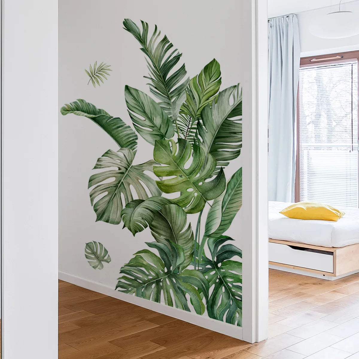 Green Leaves Decorative Vinyl Wall Stickers For Wall Decor Bedroom Accessories Adhesive Wallpaper Furniture Stickers Room Decor