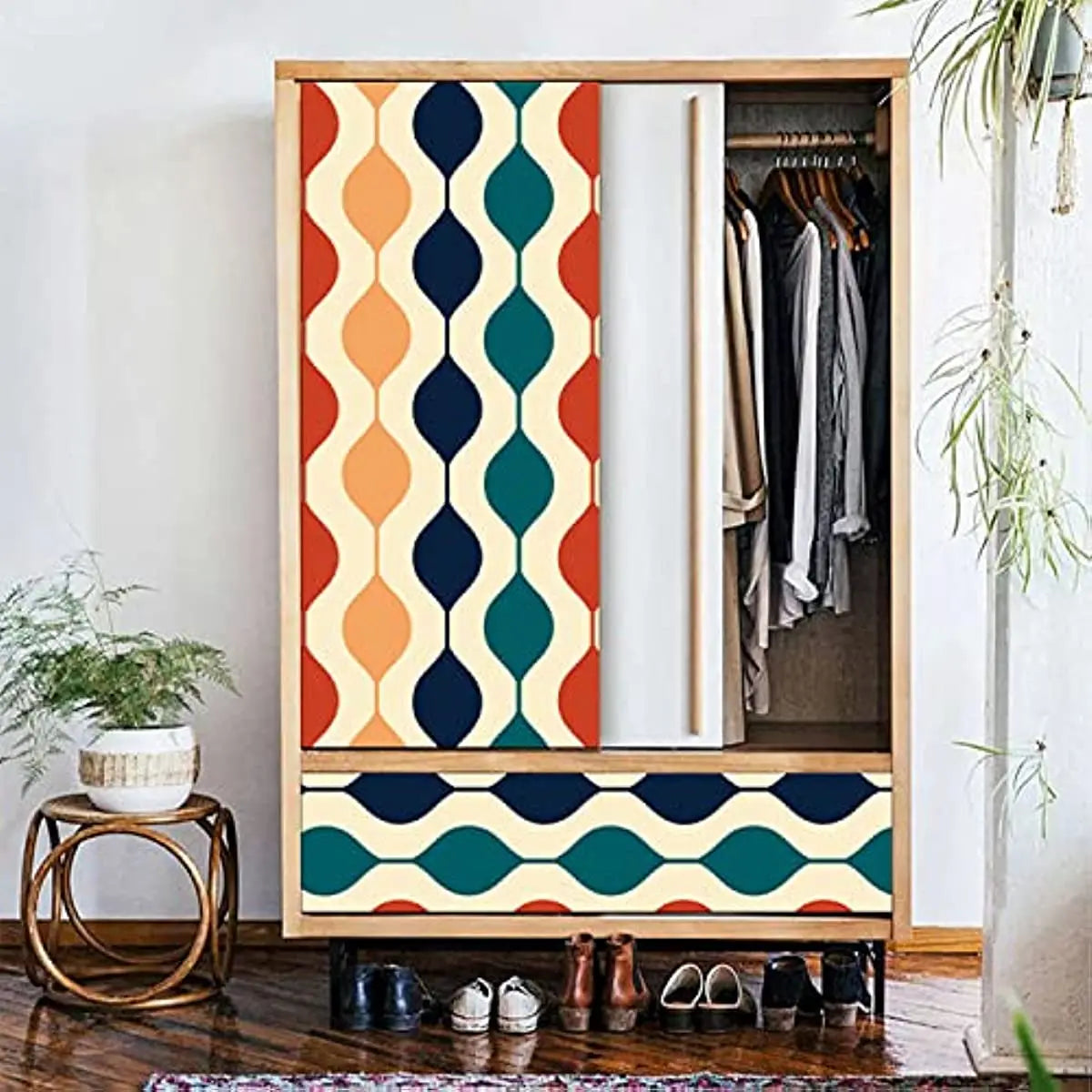 Colorful Geometric Peel and Stick Wallpaper Romantic Abstract Self-Adhesive Removable Contact Paper Vinyl Wall Paper for Decor
