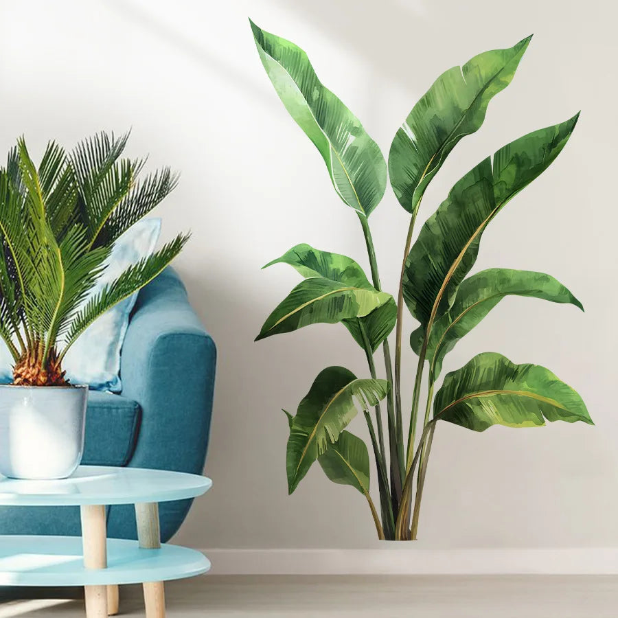 Green Leaves Decorative Vinyl Wall Stickers For Wall Decor Bedroom Accessories Adhesive Wallpaper Furniture Stickers Room Decor