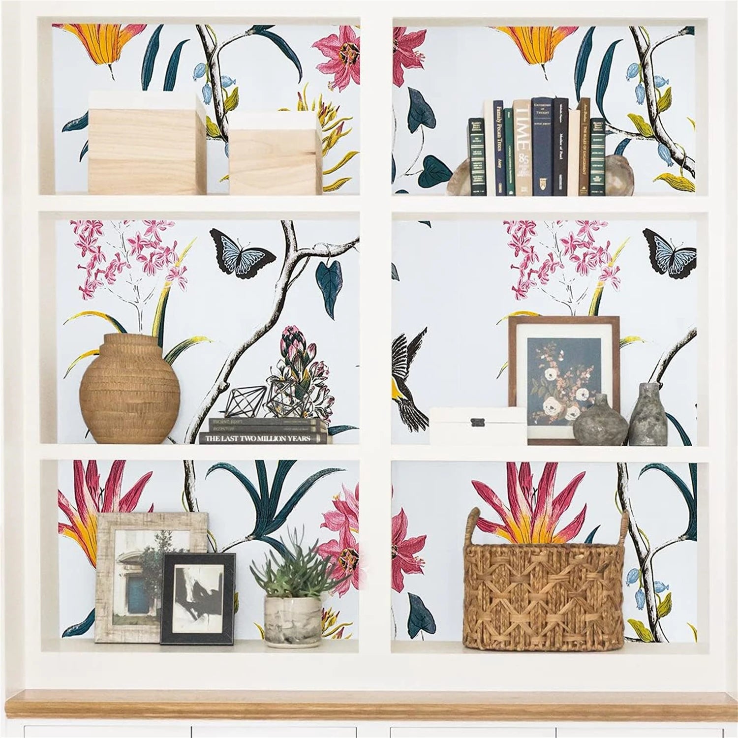 Self Adhesive Floral Bird Wallpaper Modern Pink Flower Wallpaper Living Room Bedroom Kitchen Bathroom Wall Paper Home Decoration