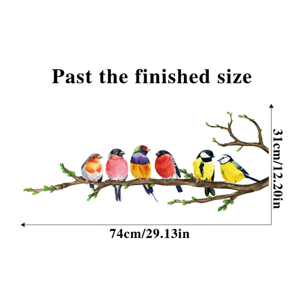 1pc Vibrant Bird Wall Stickers - Colorful Branch Pattern, Self-Adhesive & Removable, Instant Home Decor for Bedroom, Entryway, L