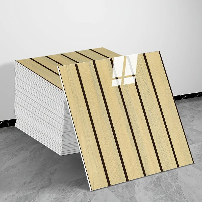 6 pieces of waterproof self-adhesive wallpaper, removable backing with faux tiles, glossy surface suitable for kitchen, bathroom, living room, TV wall - easy to install, damage-free removal, cut as you like