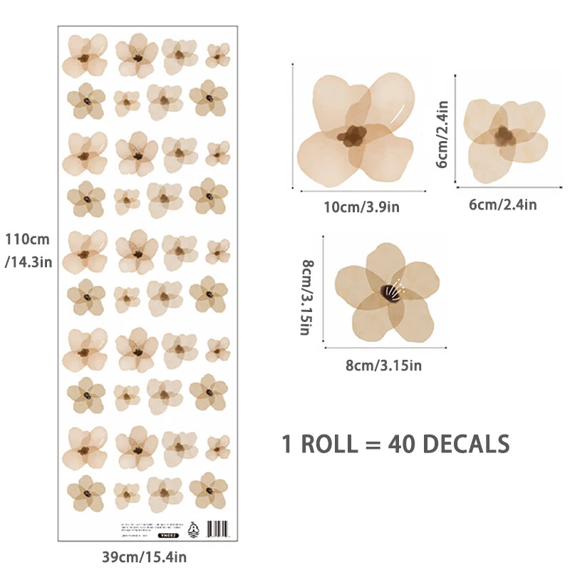 Floral Wall Stickers Boho Nordic Vintage Wall Decals Vinyl Wall Art Decal DIY Home Flower Wall Paper Nursery Home Decor
