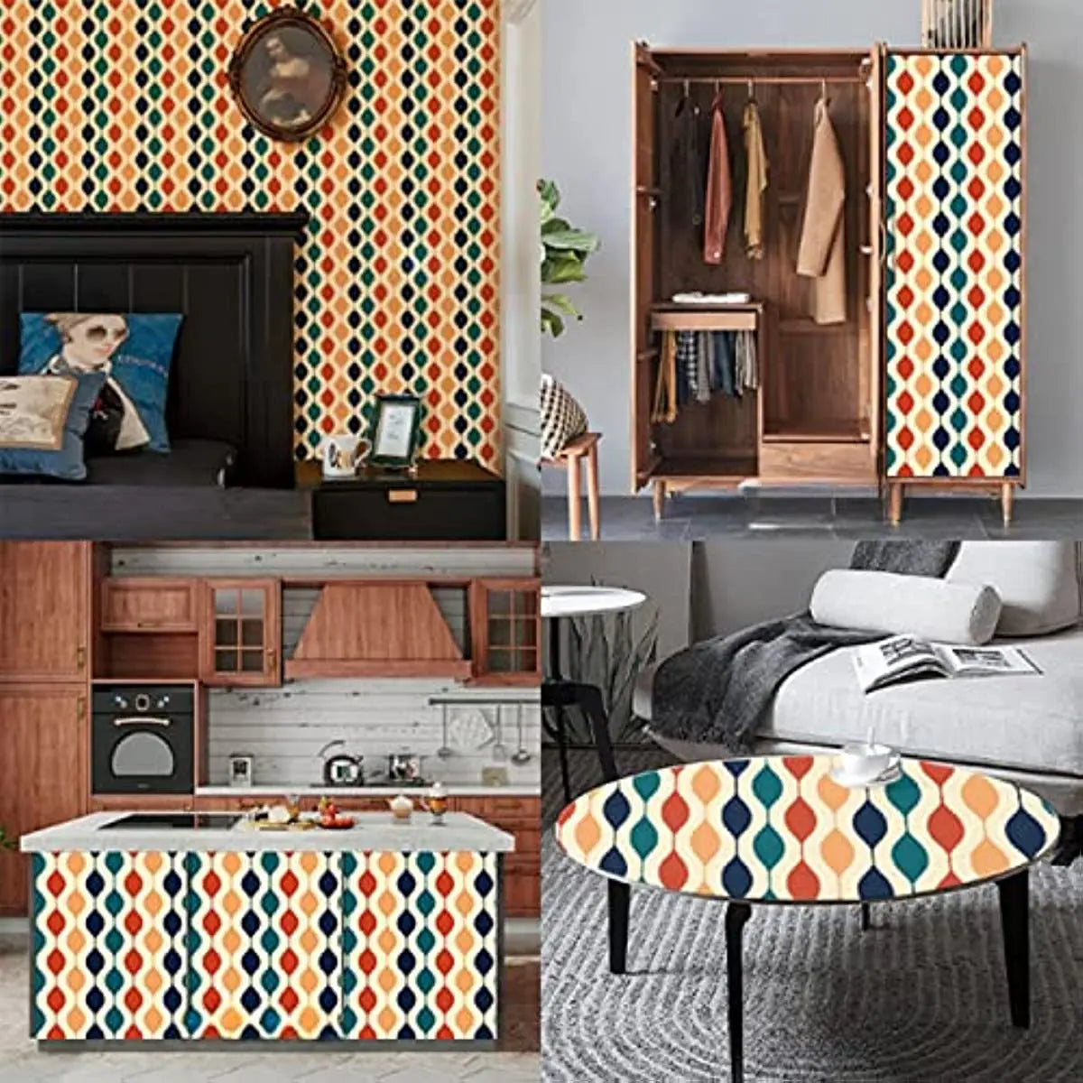 Colorful Geometric Peel and Stick Wallpaper Romantic Abstract Self-Adhesive Removable Contact Paper Vinyl Wall Paper for Decor