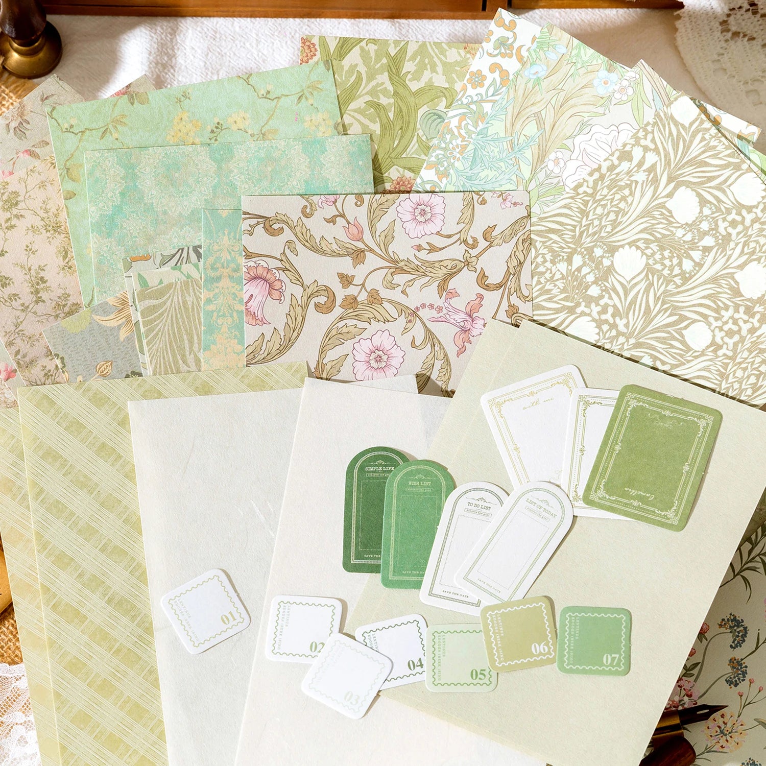 40Pcs Vintage Decorative Collage DIY Craft Background Paper Floral Handmade Paper Mix Material Junk Journal Planner Scrapbooking